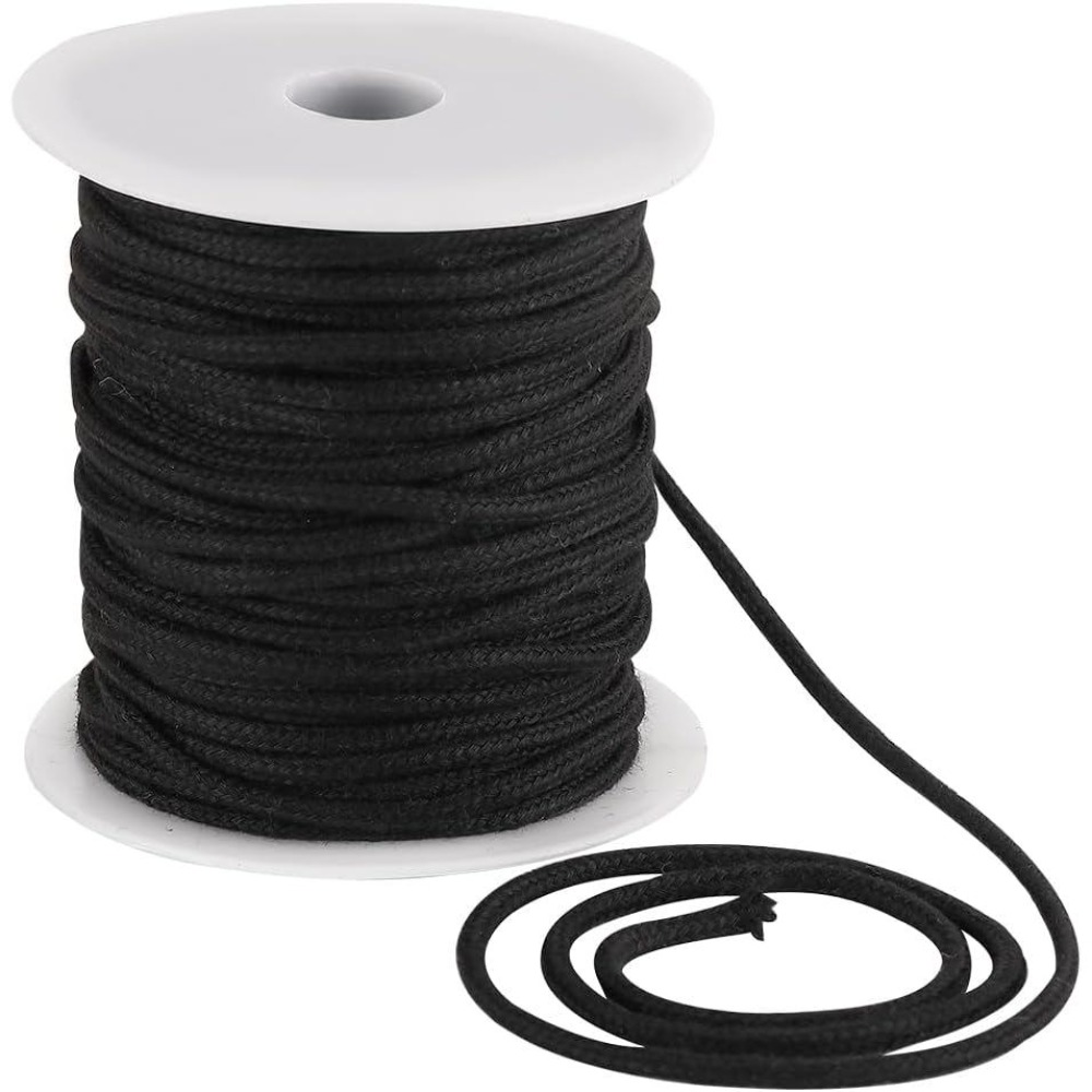 Cord Trim Twisted - Corda di Cotone Nera da 4mm,