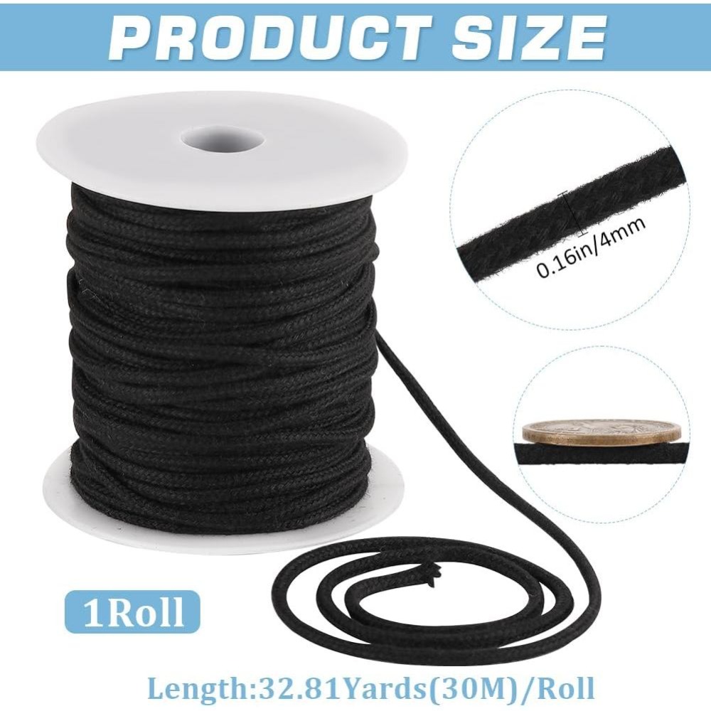 Corda di Cotone Nera da 4mm, 3 - Cord Trim Twisted recensione e prezzo